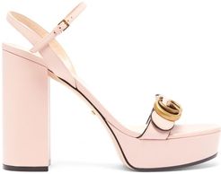GG Marmont Leather Platform Sandals - Womens - Light Pink