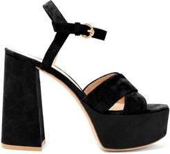 Crossover-front 70 Platform Suede Sandals - Womens - Black