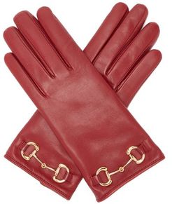 Horsebit Leather Gloves - Womens - Red