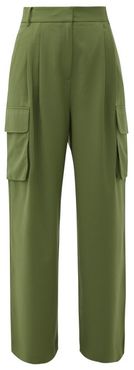 Crepe Wide-leg Cargo Trousers - Womens - Green