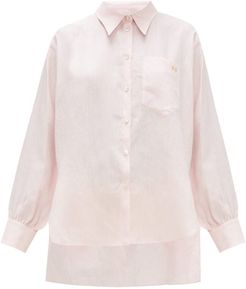 Logo-embroidered Linen Shirt - Womens - Pink