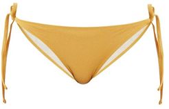 The Iris Side-tie Lamé Bikini Briefs - Womens - Gold