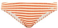 The Elle Striped Ribbed Bikini Briefs - Womens - Red Stripe