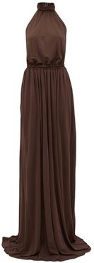 The Halter Jersey Maxi Dress - Womens - Brown