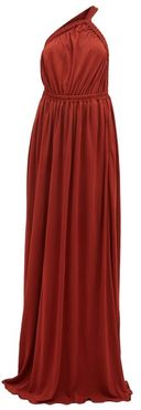 The One Shoulder Maxi Dress - Womens - Dark Red
