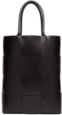 Oversized Intrecciato Leather Tote Bag - Mens - Black