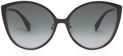 Oversized Cat-eye Metal And Optyl Sunglasses - Womens - Grey