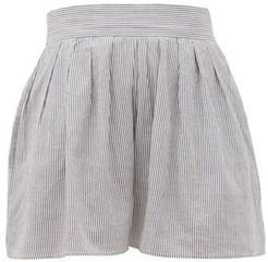 Annex Striped High-rise Shorts - Womens - Blue Stripe