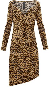 Sweetheart-neck Leopard-print Jersey Dress - Womens - Leopard
