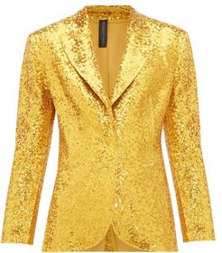 Single-breasted Sequin Blazer - Womens - Gold