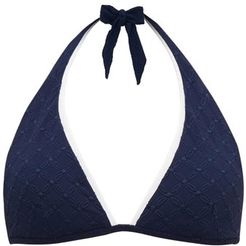 New Haven Floral-embroidered Bikini Top - Womens - Navy