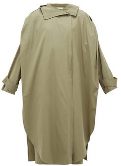 Oversized Wrap Cotton-blend Trench Coat - Womens - Khaki