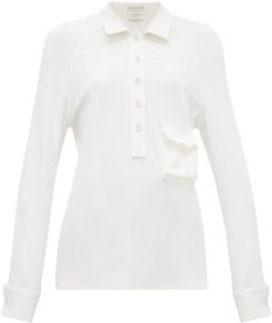 Long-sleeved Half-placket Top - Womens - White