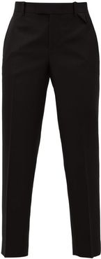 Cropped Wool-twill Tapered Trousers - Womens - Black