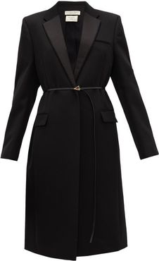 Belted Wool Grain-de-poudre Coat - Womens - Black