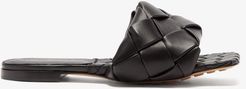 The Lido Intrecciato Leather Slides - Womens - Black