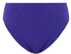 Ulla Ribbed High-rise Bikini Briefs - Womens - Dark Blue