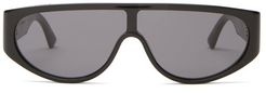 Logo-engraved Shield Acetate Sunglasses - Womens - Black