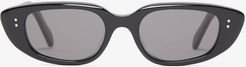 Oval Acetate Sunglasses - Womens - Black