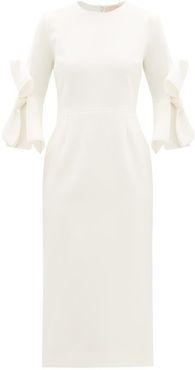 Lavete Bow-sleeves Crepe Midi Dress - Womens - Ivory