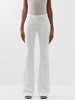 Flared Crepe Tailored Trousers - Womens - Ivory