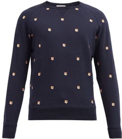 Fox Head-patch Cotton-jersey Sweatshirt - Mens - Navy