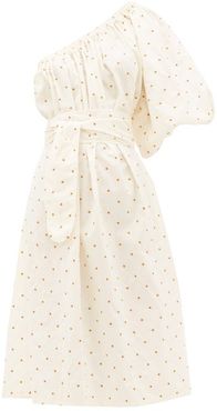 Azores One-shoulder Cotton Dress - Womens - White Print