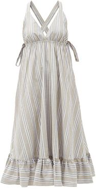 Amalfi Cross-back Striped Cotton Dress - Womens - Beige Stripe