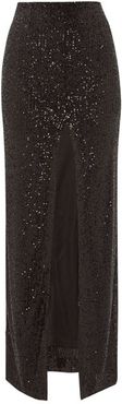 Modern Love Front-slit Sequinned Maxi Skirt - Womens - Black