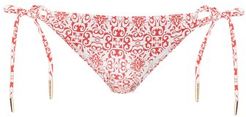 Zambia Tile-print Bikini Briefs - Womens - Red Print