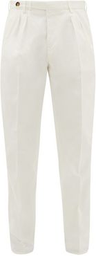 Pleated Cotton-twill Trousers - Mens - White