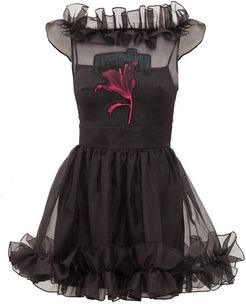 Anthomania Ruffled Silk-organza Mini Dress - Womens - Black