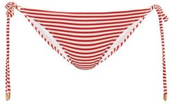 Cancun Striped Side-tie Bikini Briefs - Womens - Red Stripe