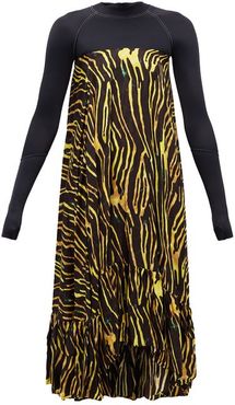 Abstract-print Satin Dress - Womens - Black Multi