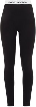 Logo-hem Jersey Leggings - Womens - Black