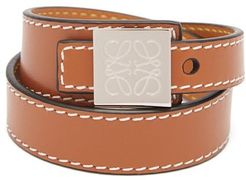 Logo-engraved Leather Wrap Bracelet - Mens - Brown