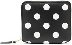 Polka-dot Leather Zip Wallet - Womens - Black Multi