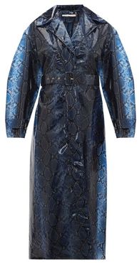 Wilmer Python-print Pvc Trench Coat - Womens - Blue Multi
