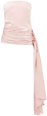 Strapless Draped Wool-blend Satin Top - Womens - Light Pink