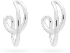 Mini Initial Rhodium-plated Silver Hoop Earrings - Womens - Silver