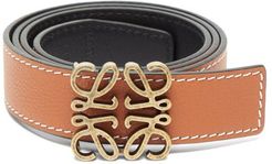 Anagram-buckle Reversible Leather Belt - Mens - Brown