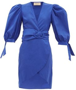 Majorelle Belted Cotton-taffeta Dress - Womens - Blue