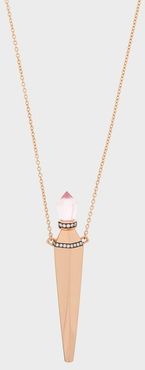 Diamond, Rose-quartz & 18kt Gold Amulet Necklace - Womens - Rose Gold