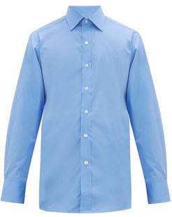 Curved-hem Cotton Shirt - Mens - Blue