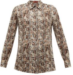 Chika Python-print Silk-blend Chiffon Blouse - Womens - Ivory