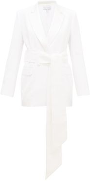 Jk Benson Satin-trimmed Belted Canvas Blazer - Womens - Ivory