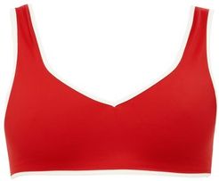 Azur Piped-edge Bikini Top - Womens - Red Multi