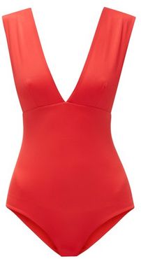 Franklin Plunge-neck Swimsuit - Womens - Red