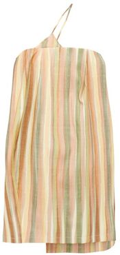 Soleil Striped Slubbed Mini Dress - Womens - Green Multi
