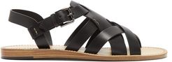 Cross-strap Leather Sandals - Mens - Black